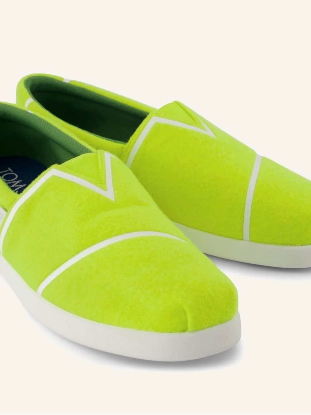 NEW UNOPENED Toms Men’s ALP FWD Neon Tennis Felt Slip-On Shoes